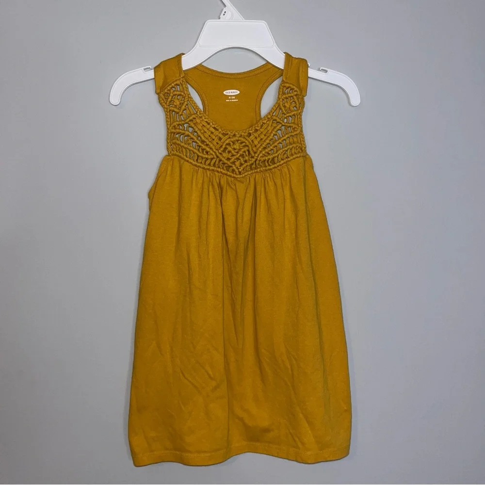 Old Navy Mustard Yellow Crochet Kids Tank Top XL
